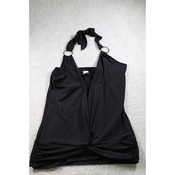 Tops - Etopia Halter Top Womens Large Black‎ Ring Detail Ruched Swim